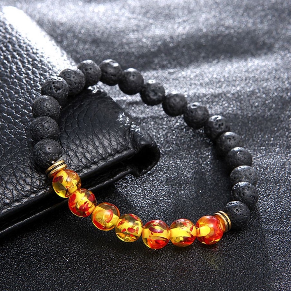 Volcanic Fire Lava Rock Bead Diffuser Bracelet - Picture 1 of 6